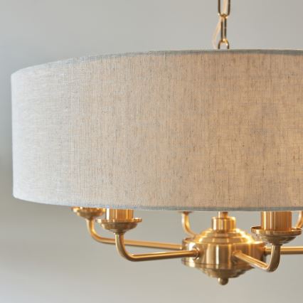 Endon 110722 - Lámpara colgante con cadena HIGHCLERE 6xE14/6W/230V beige/latón diá. 55 cm