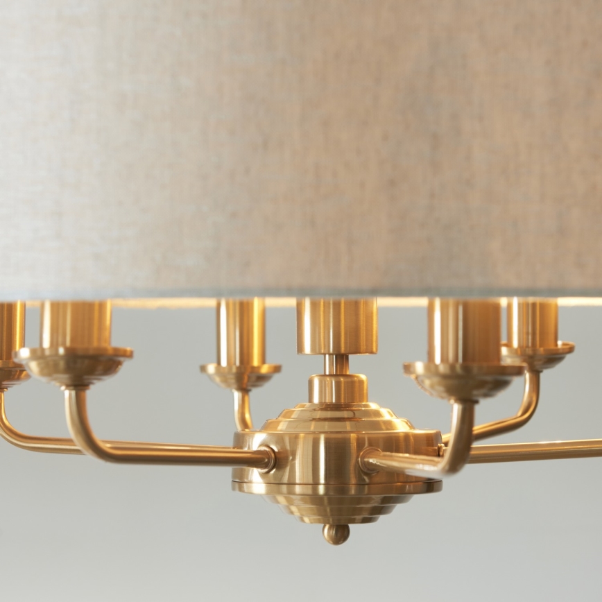 Endon 110722 - Lámpara colgante con cadena HIGHCLERE 6xE14/6W/230V beige/latón diá. 55 cm