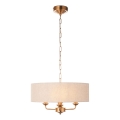 Endon 110723 - Lámpara colgante con cadena HIGHCLERE 3xE14/40W/230V beige/latón diá. 45 cm