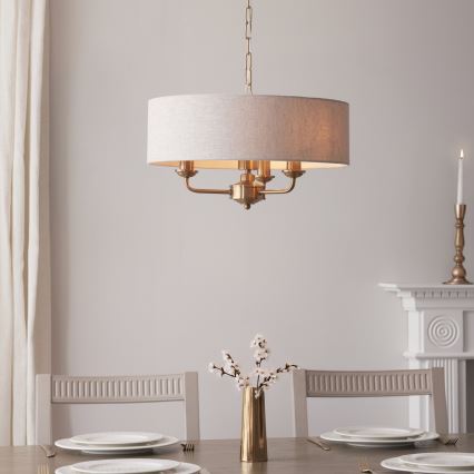 Endon 110723 - Lámpara colgante con cadena HIGHCLERE 3xE14/40W/230V beige/latón