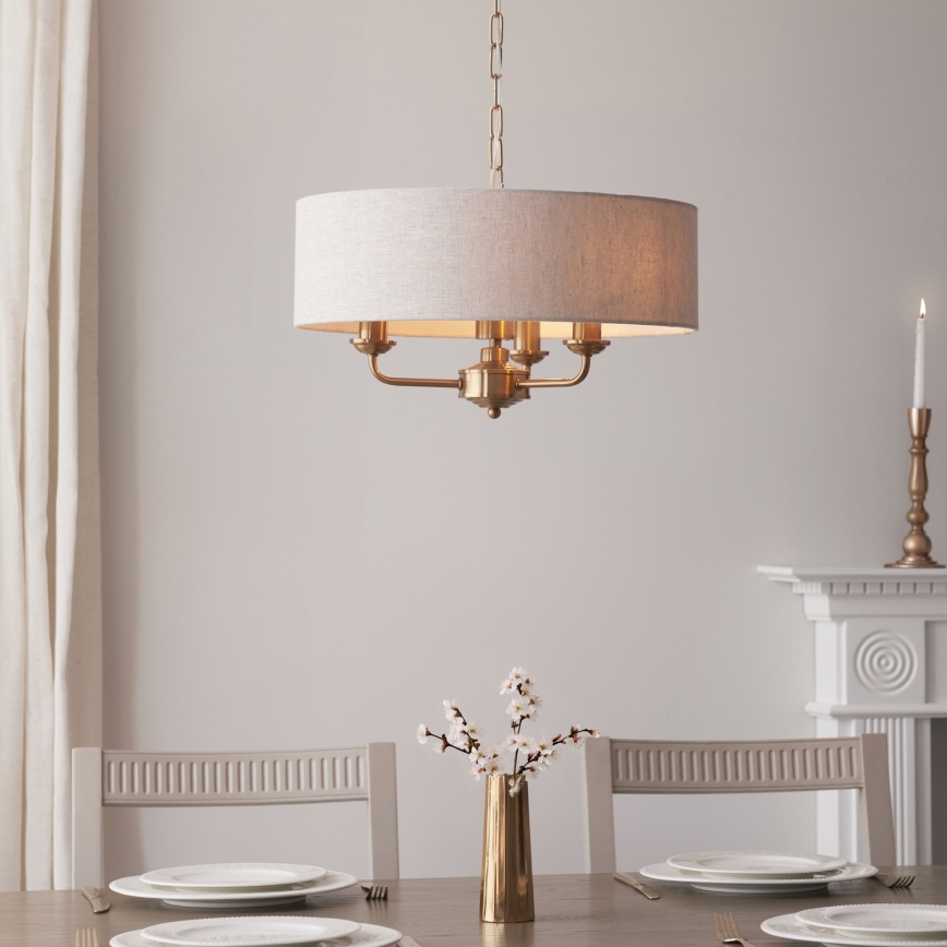 Endon 110723 - Lámpara colgante con cadena HIGHCLERE 3xE14/40W/230V beige/latón