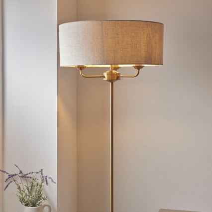Endon 110724 - Lámpara de pie HIGHCLERE 1xE14/40W/230V beige/latón