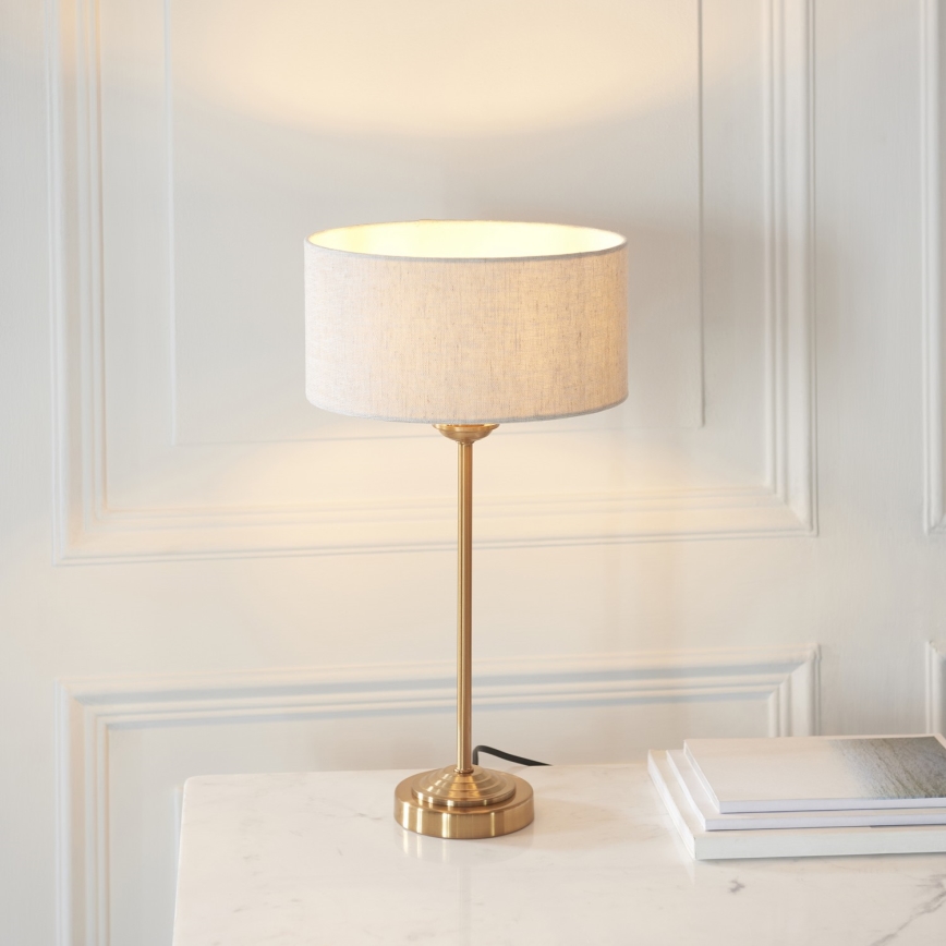 Endon 110728 - Lámpara de mesa HIGHCLERE 1xE14/7W/230V beige/latón, diámetro 25 cm