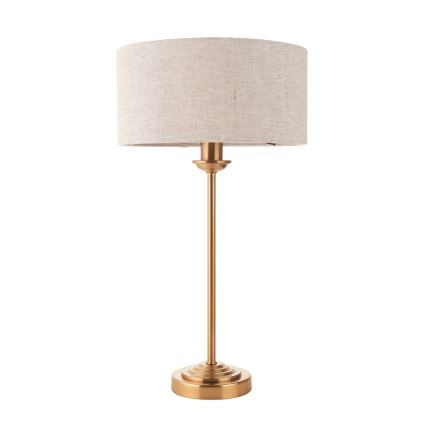 Endon 110728 - Lámpara de mesa HIGHCLERE 1xE14/7W/230V beige/latón, diámetro 25 cm