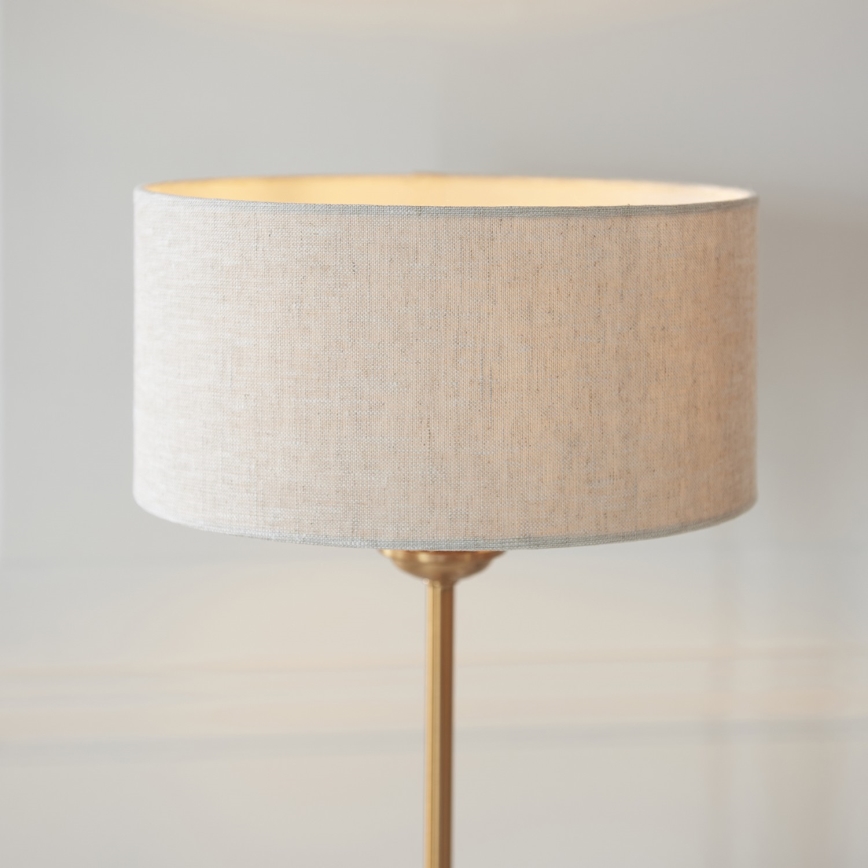 Endon 110728 - Lámpara de mesa HIGHCLERE 1xE14/7W/230V beige/latón, diámetro 25 cm