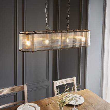 Endon 110945 - Lámpara colgante con cadena RIDGETON 4xE14/6W/230V latón/transparente
