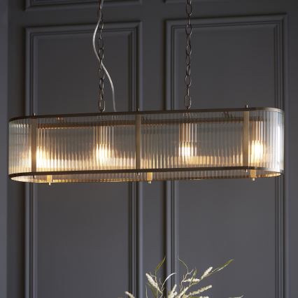 Endon 110945 - Lámpara colgante con cadena RIDGETON 4xE14/6W/230V latón/transparente
