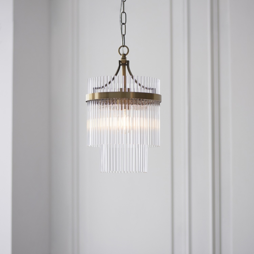 Endon 112572 - Lámpara colgante con cadena MARIETTA 1xE27/10W/230V latón/transparente