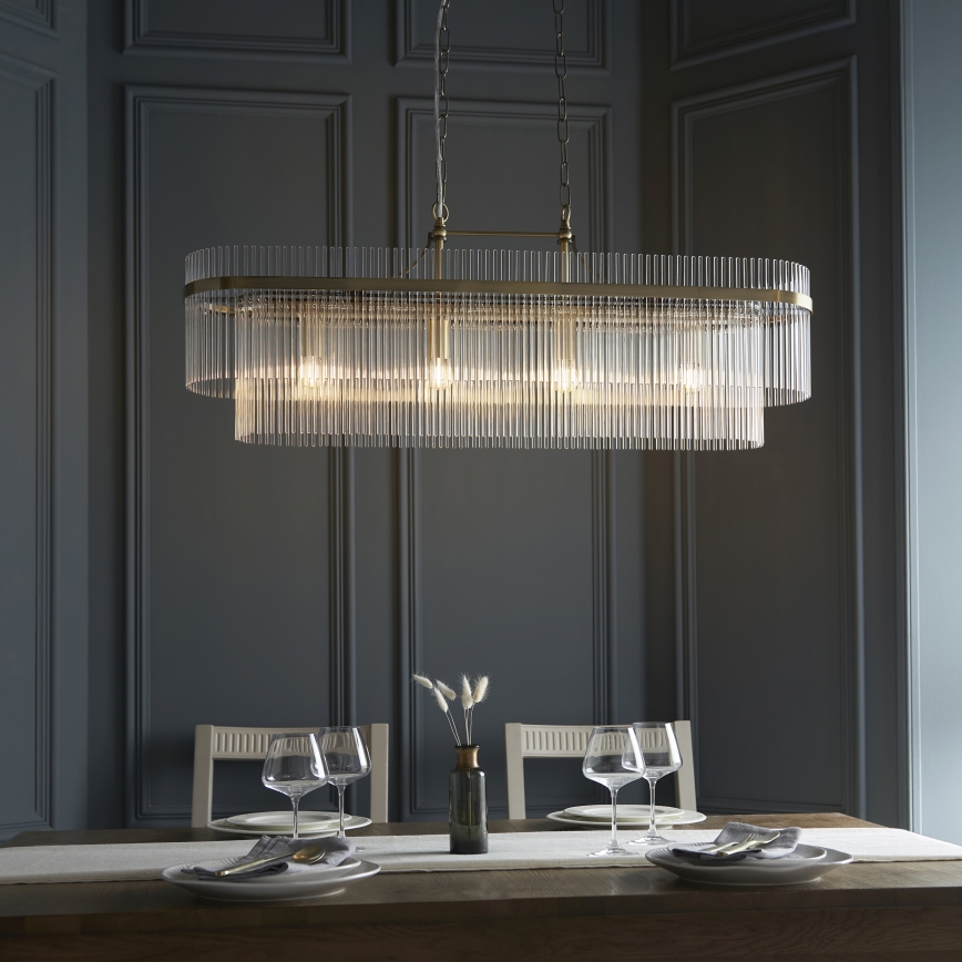Endon 112573 - Lámpara colgante con cadena MARIETTA 4xE14/6W/230V latón/transparente