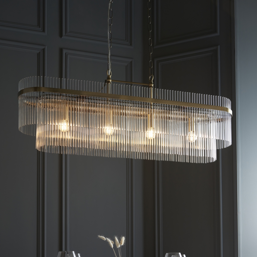 Endon 112573 - Lámpara colgante con cadena MARIETTA 4xE14/6W/230V latón/transparente