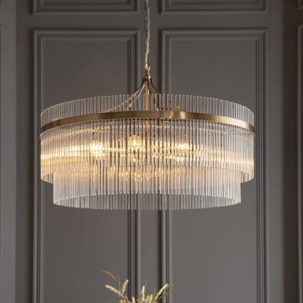 Endon 112574 - Lámpara colgante con cadena MARIETTA GRAND 7xE14/7W/230V latón/vidrio transparente