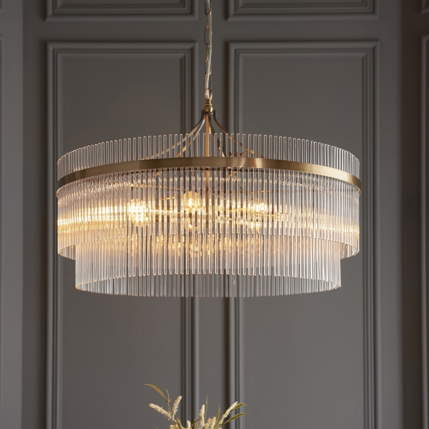 Endon 112574 - Lámpara colgante con cadena MARIETTA GRAND 7xE14/7W/230V latón/vidrio transparente