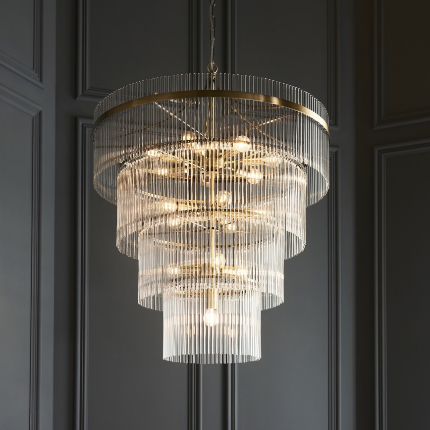 Endon 112576 - Lámpara colgante con cadena MARIETTA 16xE14/6W/230V latón/transparente