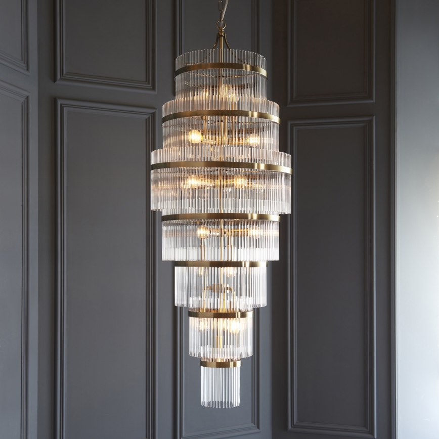 Endon 112793 - Lámpara colgante con cadena MARIETTA GRAND 21xE14/6W/230V latón/transparente