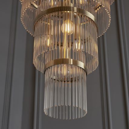 Endon 112793 - Lámpara colgante con cadena MARIETTA GRAND 21xE14/6W/230V latón/transparente