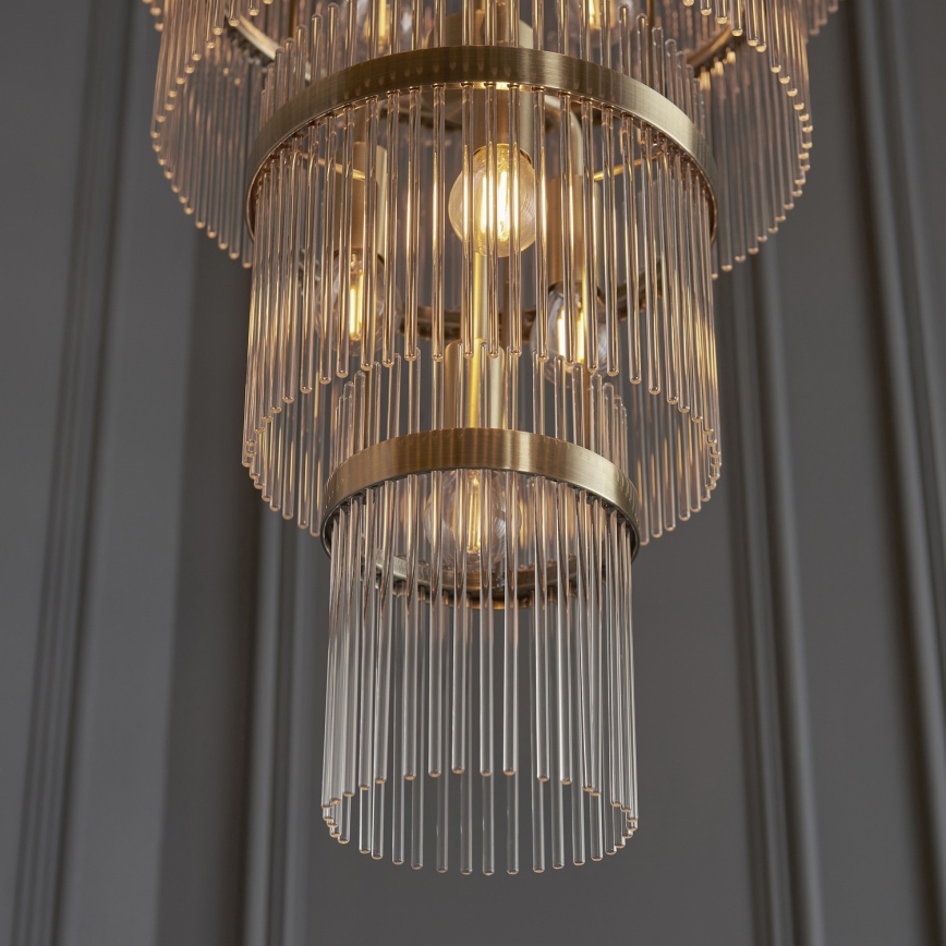 Endon 112793 - Lámpara colgante con cadena MARIETTA GRAND 21xE14/6W/230V latón/transparente