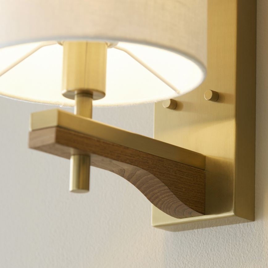 Endon 116995 - Aplique de pared HEATHCLIFF 1xE14/7W/230V latón/fresno