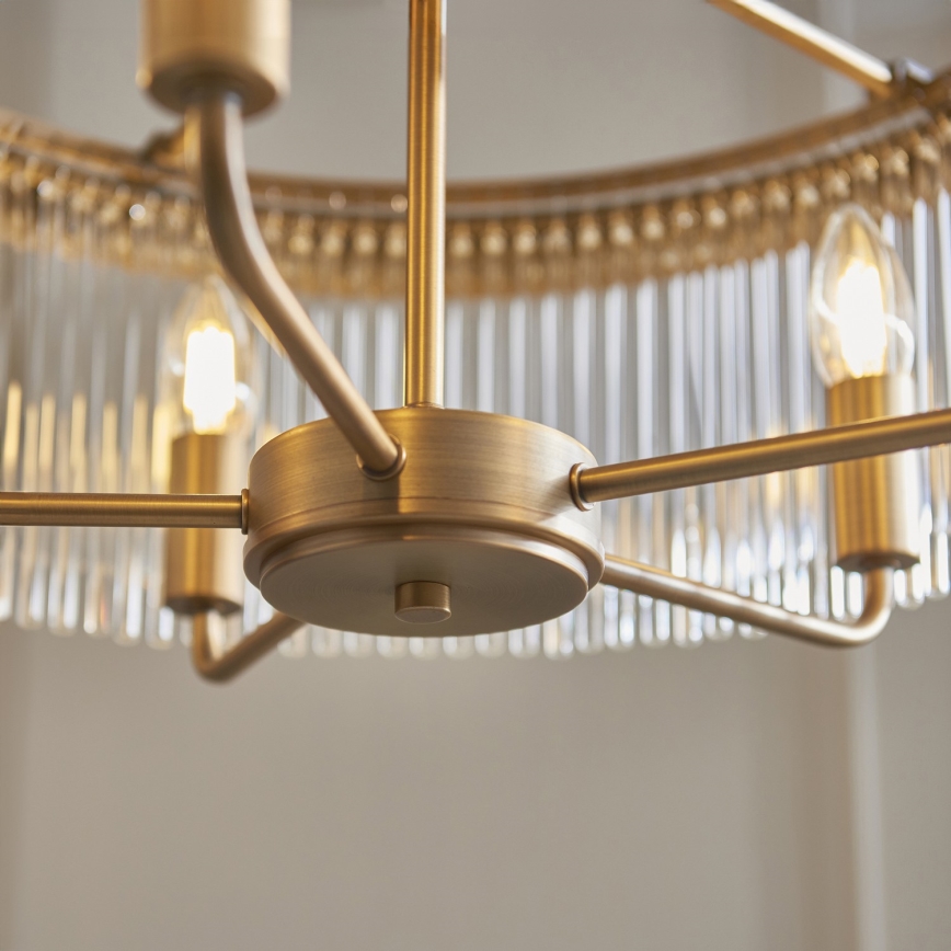 Endon 119110 - Araña con cadena CLERMONT 5xE14/6W/230V, acabado en latón