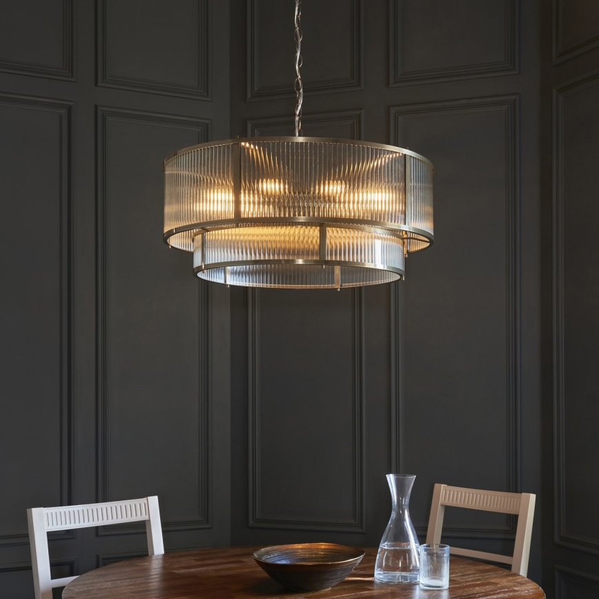 Endon 119456 - Lámpara colgante con cadena RIDGETON 8xE14/7W/230V acabado cromado mate