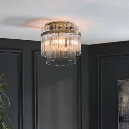 Endon 119492 - Lámpara de techo de superficie MARIETTA 1xE27/10W/230V latón/cristal transparente