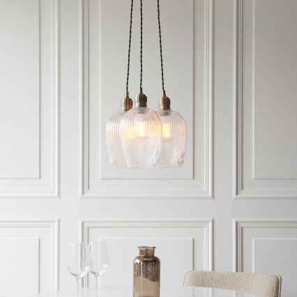 Endon 120656 - Lámpara colgante con cable 3xE27/10W/230V latón