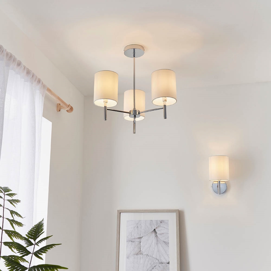 Endon 56642 - Lámpara colgante BRIO 3xE14/40W/230V cromo brillante/blanco