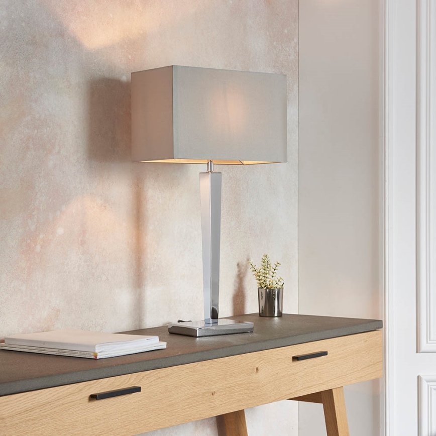 Endon 56707 - Lámpara de mesa MORETO 1xE27/60W/230V cromo brillante/gris