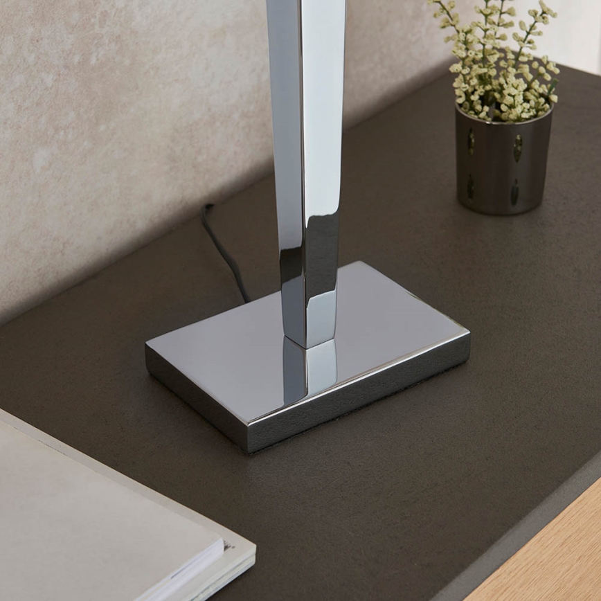 Endon 56707 - Lámpara de mesa MORETO 1xE27/60W/230V cromo brillante/gris