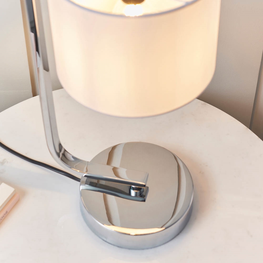 Endon 57917 - Lámpara de mesa regulable CANNING 1xE14/40W/230V cromo brillante/blanco
