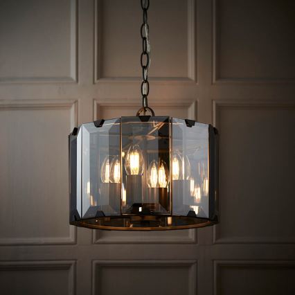 Endon 61281 - Lámpara colgante con cadena CLOONEY 4xE14/40W/230V negro/ahumado