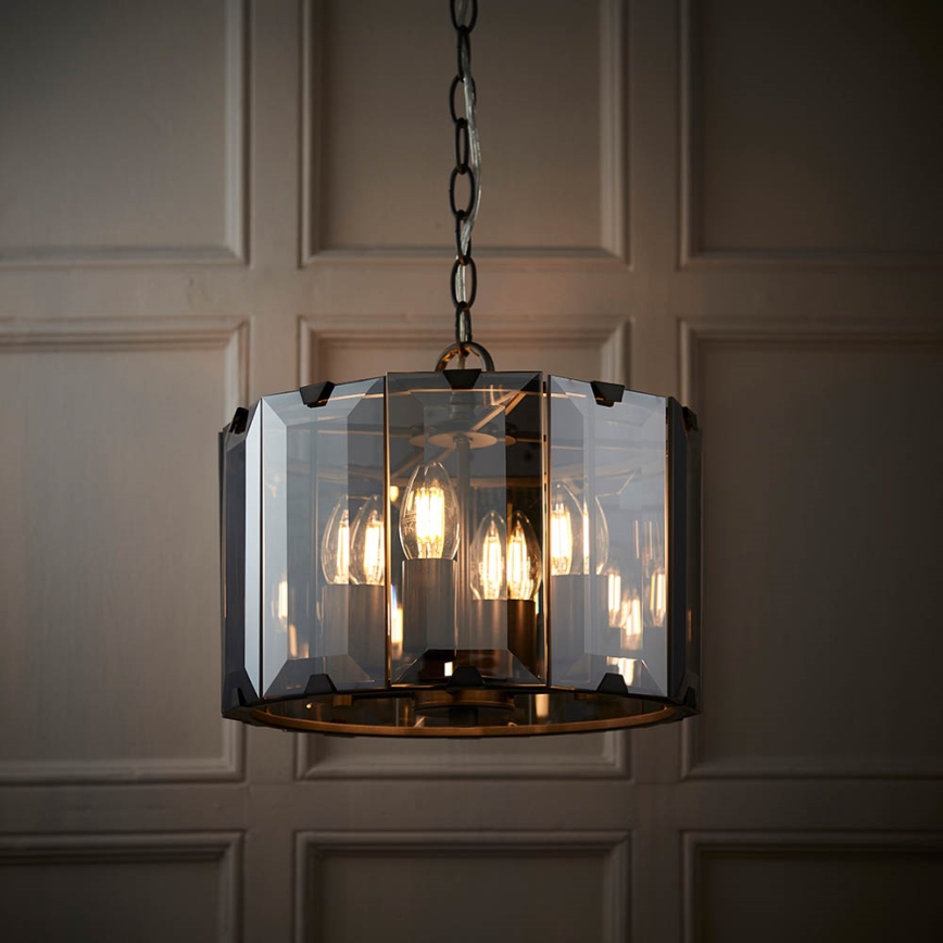 Endon 61281 - Lámpara colgante con cadena CLOONEY 4xE14/40W/230V negro/ahumado
