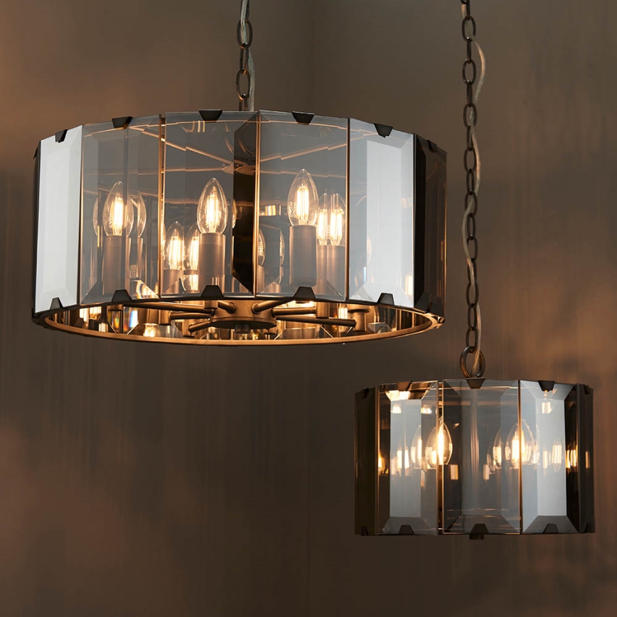 Endon 61281 - Lámpara colgante con cadena CLOONEY 4xE14/40W/230V negro/ahumado