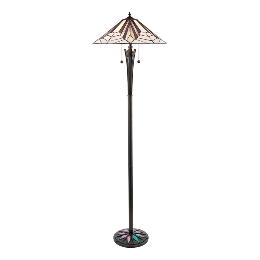 Endon 63934 - Lámpara de pie Tiffany ASTORIA 2xE27/60W/230V diámetro 48 cm