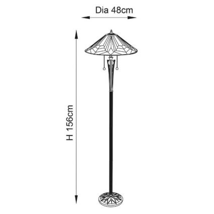 Endon 63934 - Lámpara de pie Tiffany ASTORIA 2xE27/60W/230V diámetro 48 cm