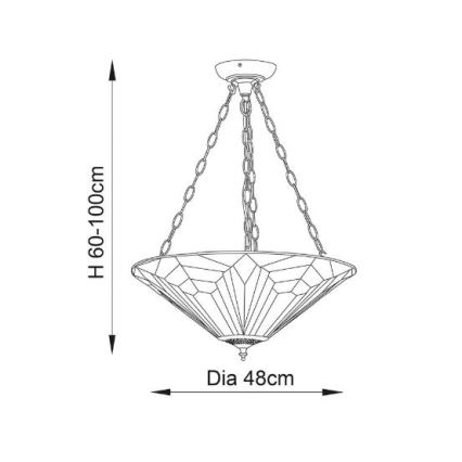 Endon 63936 - Lámpara colgante con cadena Tiffany ASTORIA 3xE27/60W/230V Ø 48 cm