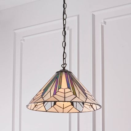Endon 63937 - Lámpara colgante con cadena Tiffany ASTORIA 1xE27/60W/230V Ø 40 cm