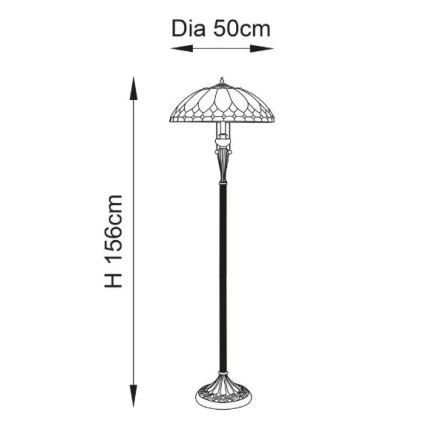 Endon 63972 - Lámpara de pie Tiffany BROOKLYN 2xE27/60W/230V Ø 50 cm