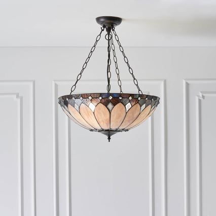 Endon 63976 - Lámpara colgante con cadena Tiffany BROOKLYN 3xE27/60W/230V, diámetro 50 cm