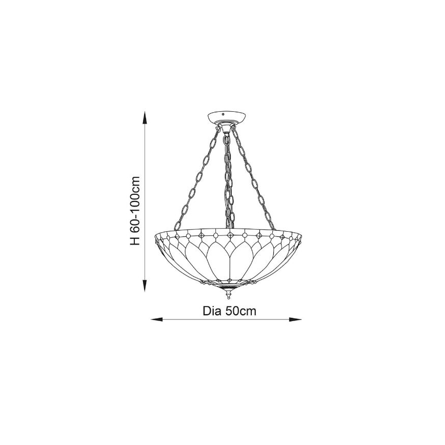 Endon 63976 - Lámpara colgante con cadena Tiffany BROOKLYN 3xE27/60W/230V, diámetro 50 cm