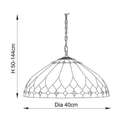 Endon 63977 - Lámpara colgante con cadena Tiffany BROOKLYN 1xE27/60W/230V Ø 40 cm