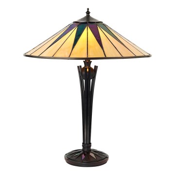 Endon 64045 - Lámpara de mesa Tiffany DARK STAR 2xE27/60W/230V, diámetro 49 cm