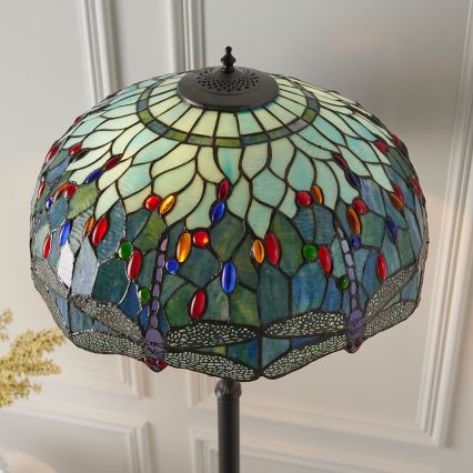 Endon 64069 - Lámpara de pie Tiffany DRAGONFLY 2xE27/60W/230V Ø 50 cm