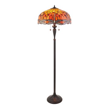 Endon 64070 - Lámpara de pie Tiffany DRAGONFLY 2xE27/60W/230V Ø 50 cm