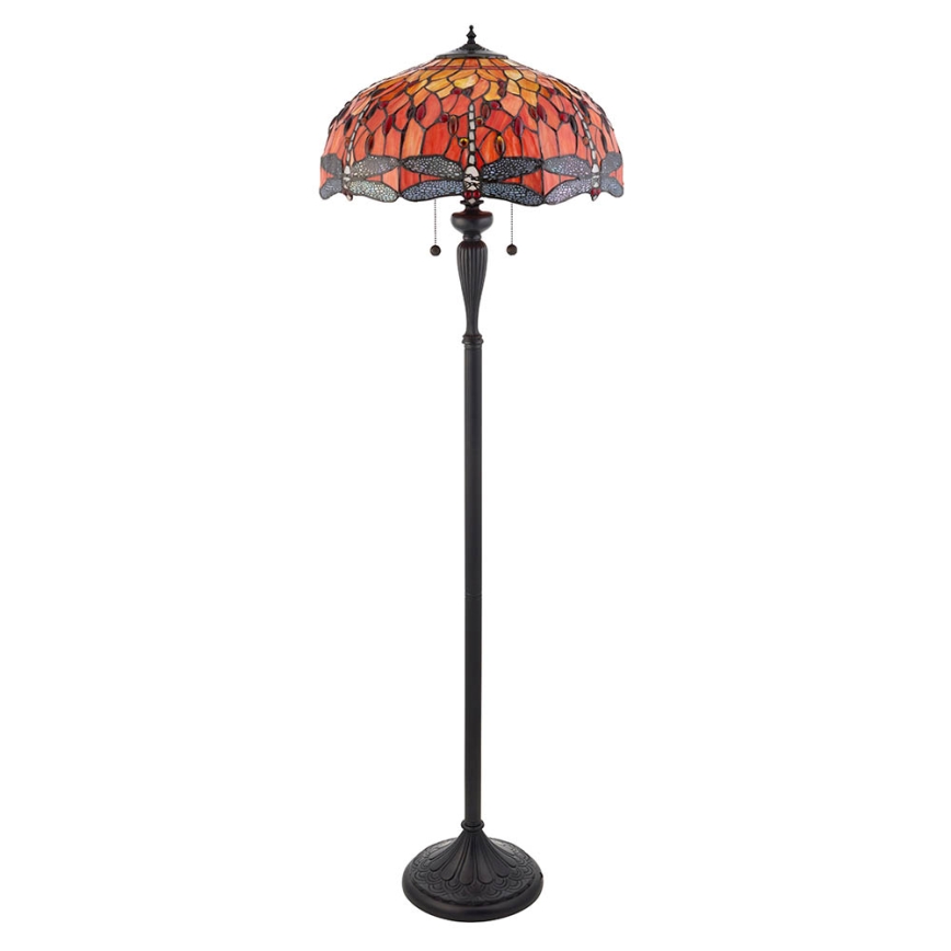 Endon 64070 - Lámpara de pie Tiffany DRAGONFLY 2xE27/60W/230V Ø 50 cm
