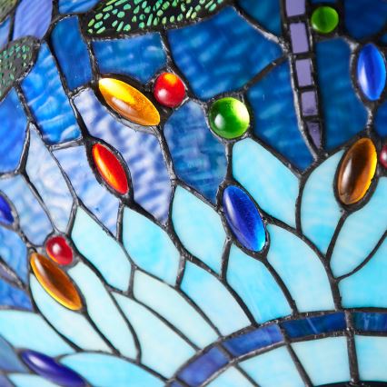 Endon 64075 - Lámpara de araña con cadena Tiffany DRAGONFLY 3xE27/60W/230V Ø 41 cm
