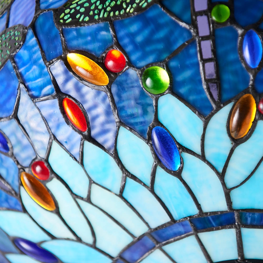 Endon 64075 - Lámpara de araña con cadena Tiffany DRAGONFLY 3xE27/60W/230V Ø 41 cm