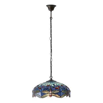 Endon 64080 - Lámpara colgante con cadena Tiffany DRAGONFLY 3xE27/60W/230V Ø 41 cm