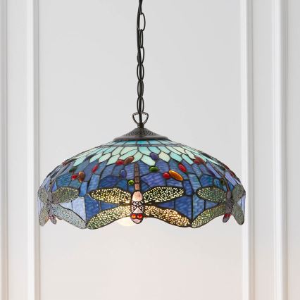 Endon 64080 - Lámpara colgante con cadena Tiffany DRAGONFLY 3xE27/60W/230V Ø 41 cm