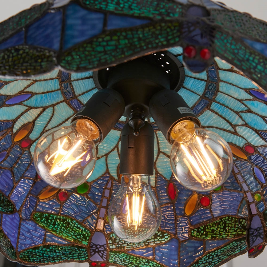 Endon 64080 - Lámpara colgante con cadena Tiffany DRAGONFLY 3xE27/60W/230V Ø 41 cm