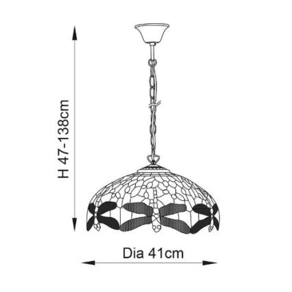 Endon 64080 - Lámpara de araña con cadena DRAGONFLY 3xE27/60W/230V, diámetro 41 cm
